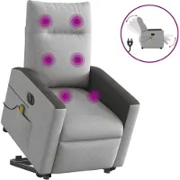 Syfax Fauteuil inclinable de massage électrique gris nuage tissu