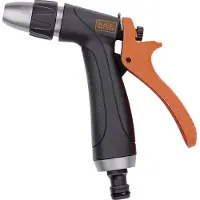 Black & Decker BLACK+DECKER Pistolet à Haute Pression pour Tuyau de Jardin, Débit d'Eau Ajustable, Poignée Ergonomique, Noir/Orange