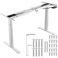 StarTech.com Bâti de bureau réglable électriquement avec double moteur - Réglable en hauteur 70-117 cm, réglable en longueur 110-178 cm - Base ergonomique pour poste de travail DIY - Cadre blanc