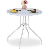 B2X Table de jardin aspect bois blanc
