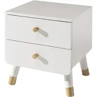 Vipack Table de chevet Billy rétro 2 tiroirs - blanc
