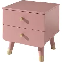 Vipack Table de chevet Billy rétro 2 tiroirs - rose