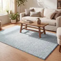 NATURL. Tapis à poils longs - Lofty Bleu Clair | 80x150 cm | Rectangulaire | Pile haute