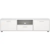 Ebuy24 Media TV table 2 portes 1 tiroir blanc.