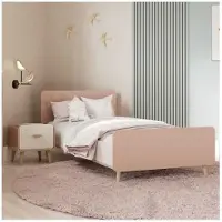 Demeyere Ensemble lit et chevet - SUZIE - 90 x 190 cm - Chêne / Abricot -