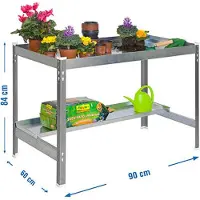 Simon Rack Table à plantes SIMONGARDEN argent 90,0 x 60,0 x 84,0 cm