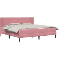 Syfax Cadre de lit avec matelas Rose 200 x 200 cm Velours