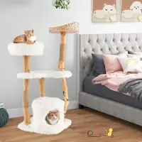 Northix Arbre à chat en bois de 124 cm avec griffoirs en jute