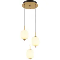 Globo Lighting Suspension dorée Ewald 3 lumières Ø 37,5cm verre blanc