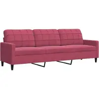 Syfax Canapé à 3 places Rouge bordeaux 210 cm Velours