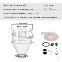 OEM VEVOR Séparateur de poussière cyclonique, ABS hautement transparent, adapté aux seaux de 5-10 gallons , 4,0 pouces