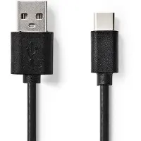 Nedis Câble USB | USB 2.0 | USB-A mâle | USB-C mâle | 2,5 W | 480 Mbps | Nickelé | 2,00 m | Rond | PVC | Noir | Étiquette