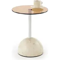 Halmar Table basse ARIANA 40x40cm beige marbre/brun