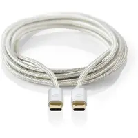 Nedis Câble USB - USB 3.2 Gen 1 - USB-C mâle - USB-C mâle - 60 W - 4K@60Hz - 5 Gbps - plaqué or - 2.00 m - rond - tressé / nylon - aluminium - emballage avec fenêtre transparente
