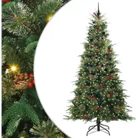vidaXL Arbre de Noël artificiel pliable Vert 240 cm PE et PVC