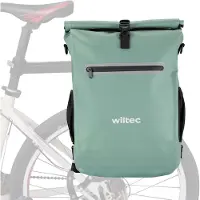 Wiltec Sacoche sac à dos étanche pour porte-bagages verte – capacité de 20 L – en 600D TPU – avec compartiment pour ordinateur portable – pour vélos et vélos électriques – Sac de bicyclette – Cyclisme