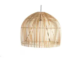 Searchlight Bali 1Lt Suspendue, Abat-Jour En Bambou Avec Suspension Noire