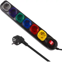 Macleans 6 prises multiples, 1,5m de rallonge, avec interrupteur, 250VAC/10A, MCE509 B