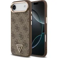 GUESS étui compatible IPHONE 17 Air avec MagSafe GUHMP17MP4GTDGMW (4GPolyuréthaneW/ Triangle Logo) or marron
