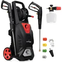 Lehmann Nettoyeur haute pression professionnel 3000 W avec moteur à induction, fonction d'aspiration, débit de 492 l/h, 12 mètres de tuyau, réservoir de détergent inclus