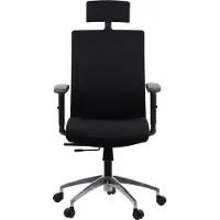 Stema Chaise de bureau ergonomique pivotante RIVERTON F/H/AL, accoudoirs réglables, appui-tête, base en aluminium, assise coulissante (avant-arrière), noir