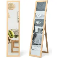 Northix Miroir pleine longueur, miroir sur pied et miroir mural 2 en 1 avec cadre en bois 37 x 155 cm naturel