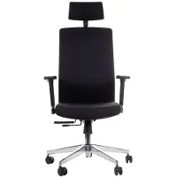 Stema Chaise de bureau pivotante ergonomique ZN-807-C, accoudoirs réglables, appui-tête, base en aluminium, assise coulissante (avant-arrière), noir