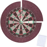 Relaxdays Anneau de protection pour cible de fléchettes , 4 pièces, Ø 60 cm, anneau de protection en feutre, contour de cible, fixation murale, patins adhésifs inclus, bordeaux