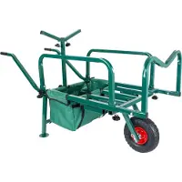 Relaxdays Chariot de transport , chariot de manutention avec sac, dimensions : 65 x 145 x 55 cm, réglable et pliable, en acier, vert