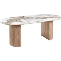 Ebuy24 Minamata 100x210cm, plateau de table en céramique blanc, brun foncé.