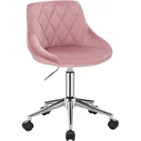 Happyment Chaise de bureau Deluxe - Pour Adultes - Rose - Sur roulettes - Chaise de bureau ergonomique - Velvet - Réglable en hauteur