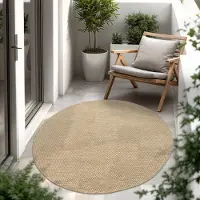 Paco Home In & Outdoor Tapis tissé plat uni moderne résistant aux intempéries pour terrasse cuisine Taille 200 cm Rond