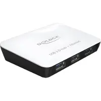 DeLOCK 62431 USB-HUB 3-Port USB3.0, +1x Gigabit Lan Port schwar