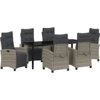 Syfax Ensemble de salle à manger pour jardin 7 pcs Gris polyrotin