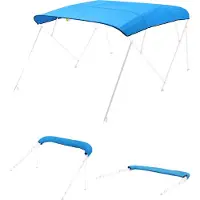 Vevor Biminitop couverture de bateau de rechange auvent (4 arcs), biminitop étanche avec sac de rangement (sans barre de support) 231-244 cm (B) Bleu