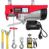 Vevor Treuil à Câble Électrique 800 kg Palan Électrique avec Télécommande sans Fil 1450 W Treuil-Palan 10 m/min Hauteur de Levage Câble Simple 12 m Moteur pour Garages Entrepôts Usines