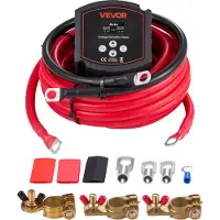 Vevor Kit double relais de coupure de batterie , 12 V, 300 A, relais VSR sensible à la tension avec voltmètre, écran LCD, coupe-batterie, compatible avec les batteries plomb-acide, pour UTV, ATV