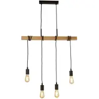 Searchlight Lampe suspendue 4 lumières Woody avec du bois
