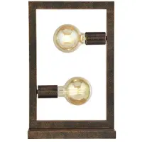Searchlight Lampe de table, métal rouillé, 2 flammes, H 46 cm