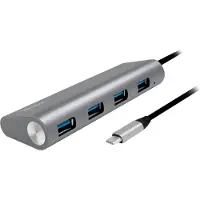 Logilink USB C 3.2 Gen 1 x 1 Hub USB C 4 ports avec aluminium gris (boîte de 1)