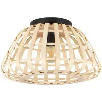 Eglo Montezuelo, 1 ampoule(s), E27, IP20, noir, naturel/naturel, bois