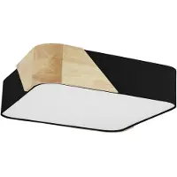 Eglo Éclairage de plafond moderne Grimaldino noir avec carré en bois