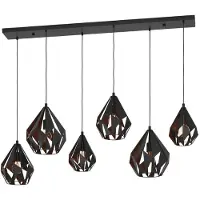 Eglo Suspension CARLTON 1 acier noir, cuivre E27 6X40W L:145.5cm L:38.5cm H:107cm dimmable