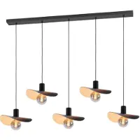 Stars of Light Suspension noire Saceda avec finition dorée, 5 lumières