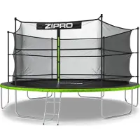 Zipro Trampoline Jump Pro IN | 14FT Ø 435 cm | Trampoline de jardin Trampoline pour enfants Kit complet avec filet intérieur, échelle et housse de protection, extérieur, vert