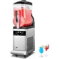 Vevor machine à glace slush commerciale 12 L machine à réservoir unique pour boissons congelées, 48 tasses machine à glace slush en acier inoxydable avec clavier électronique glace soft