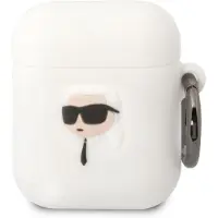 Karl Lagerfeld Kla2Runikh Airpods 1/2Cover Biały/White Silicone Karl Head 3D