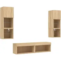 vidaXL Meuble-paroi 6 pièces avec éclairage LED Chêne Sonoma Matériau dérivé du bois