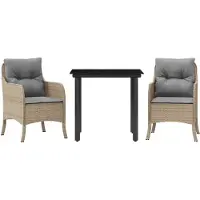 vidaXL Ensemble de jardin 3 pièces avec coussins Beige Poly Rattan