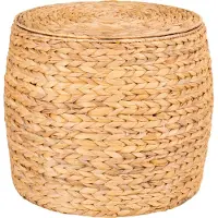 Ebuy24 Delia table d'angle Ø43cm avec rangement naturel.